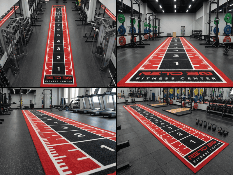 cleaning gym flooring with mop